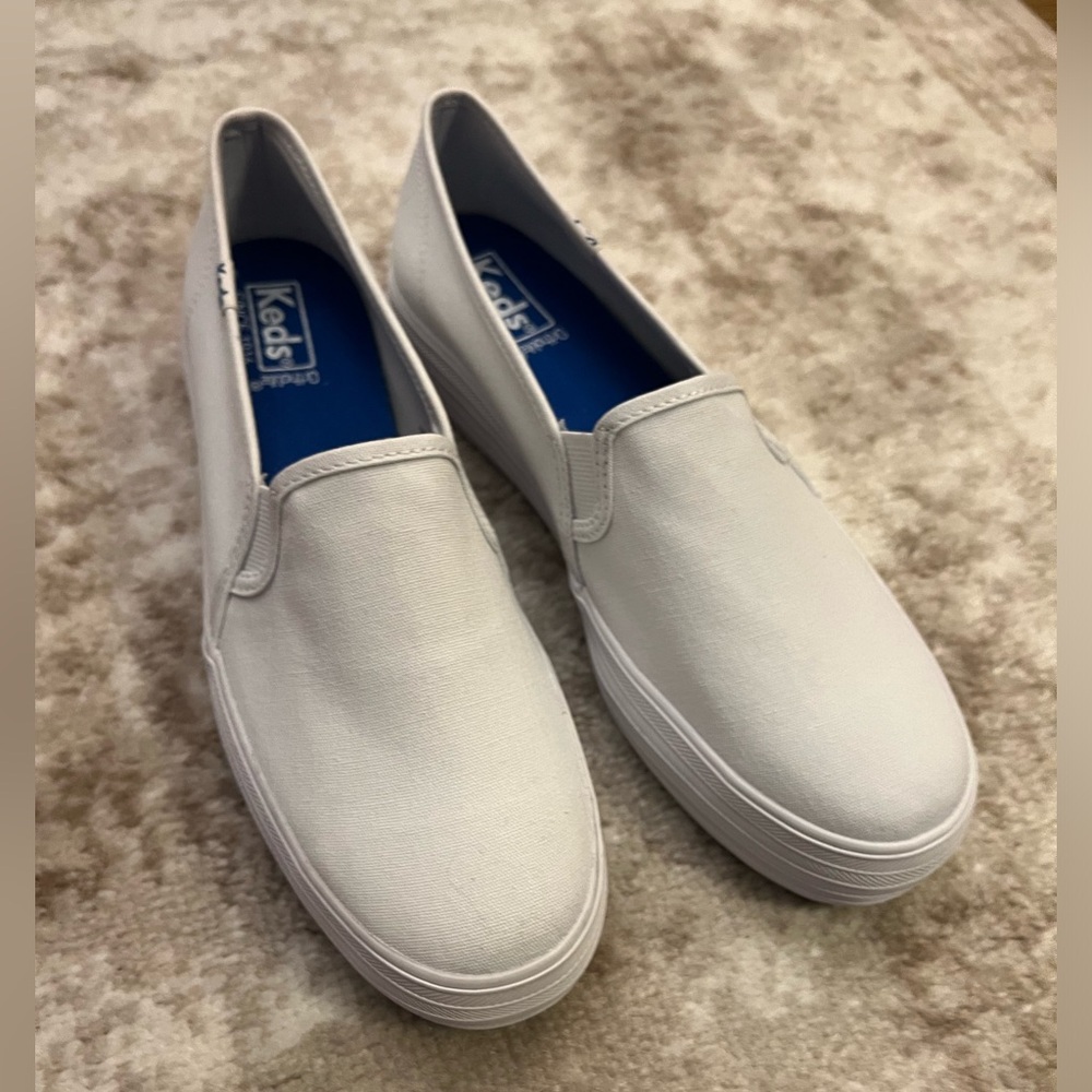 Keds White Canvas Ortholite Slip-Ons